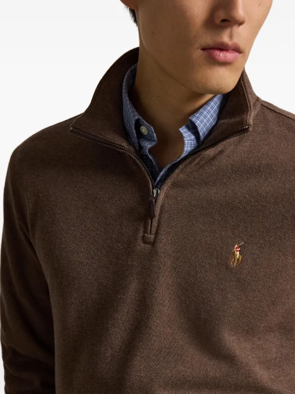 Polo Ralph Lauren Estate-Rib quarter-zip Sweater | Brown | FARFETCH