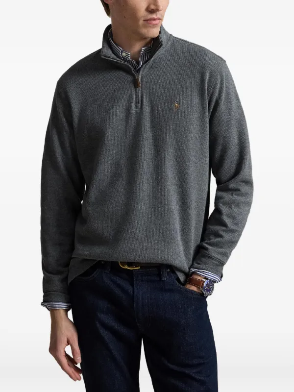 Polo Ralph Lauren Estate-Rib quarter-zip Sweater | Grey | FARFETCH