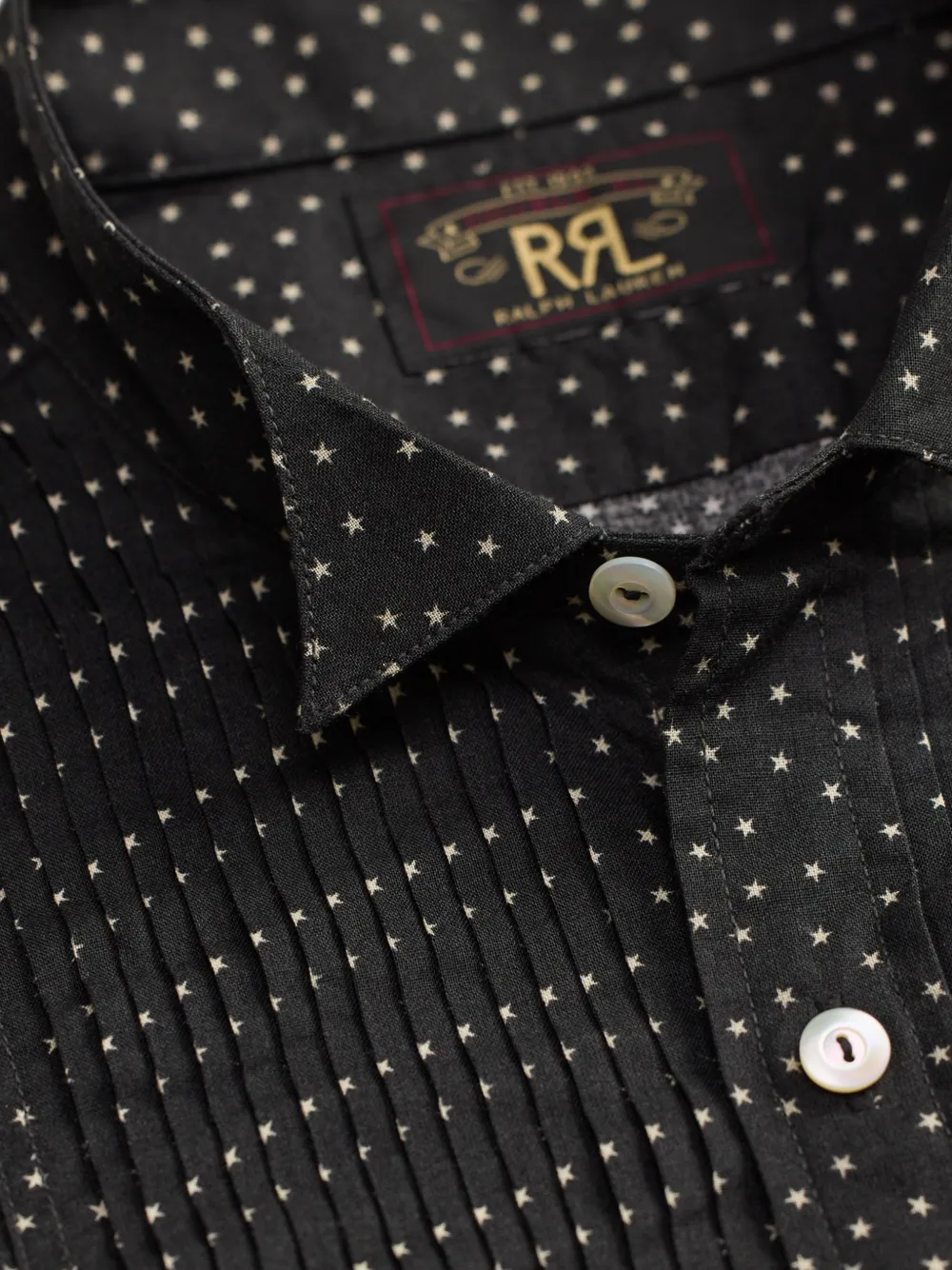 Ralph Lauren RRL Geplooid overhemd met sterrenprint Zwart