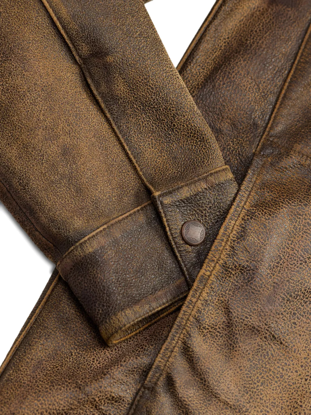 Ralph Lauren RRL Leren overhemd met opgestikte zak Bruin