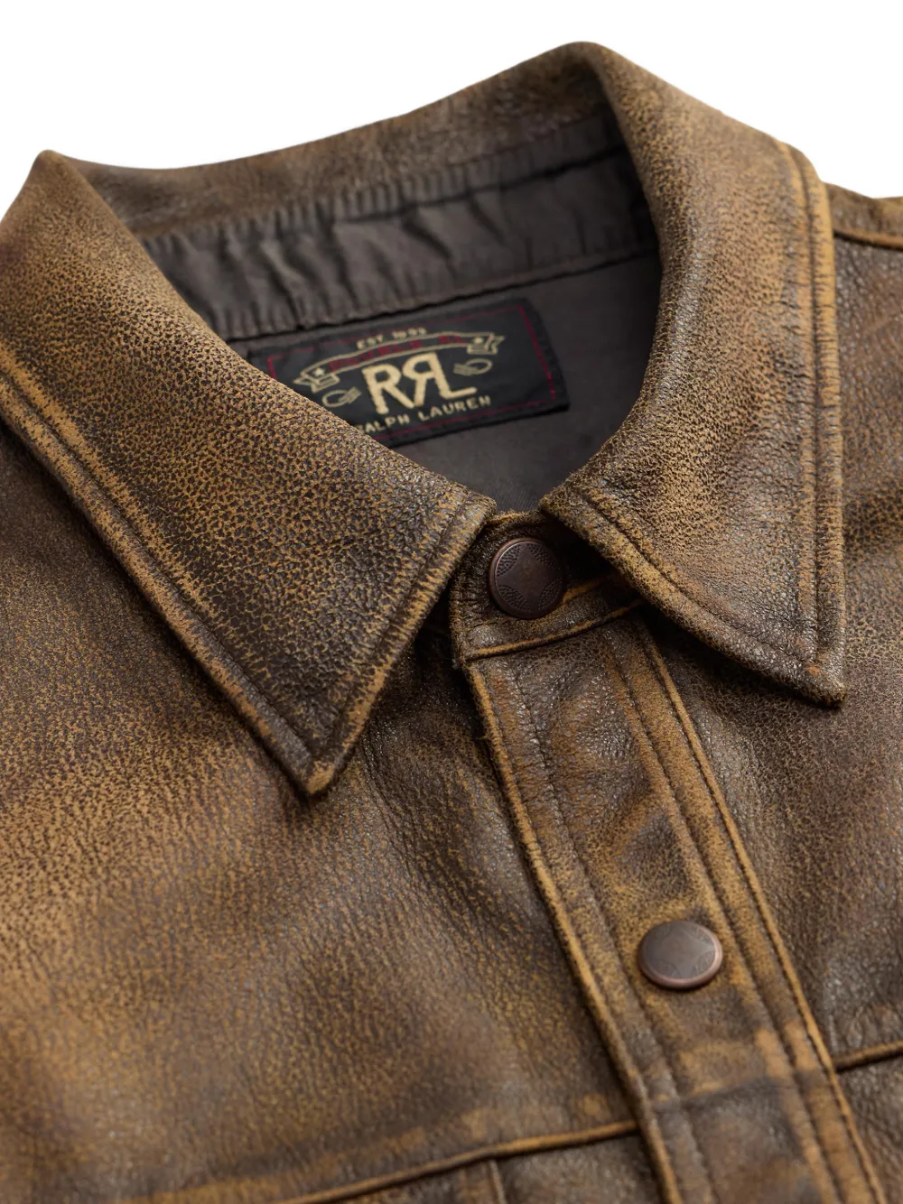 Ralph Lauren RRL Leren overhemd met opgestikte zak Bruin