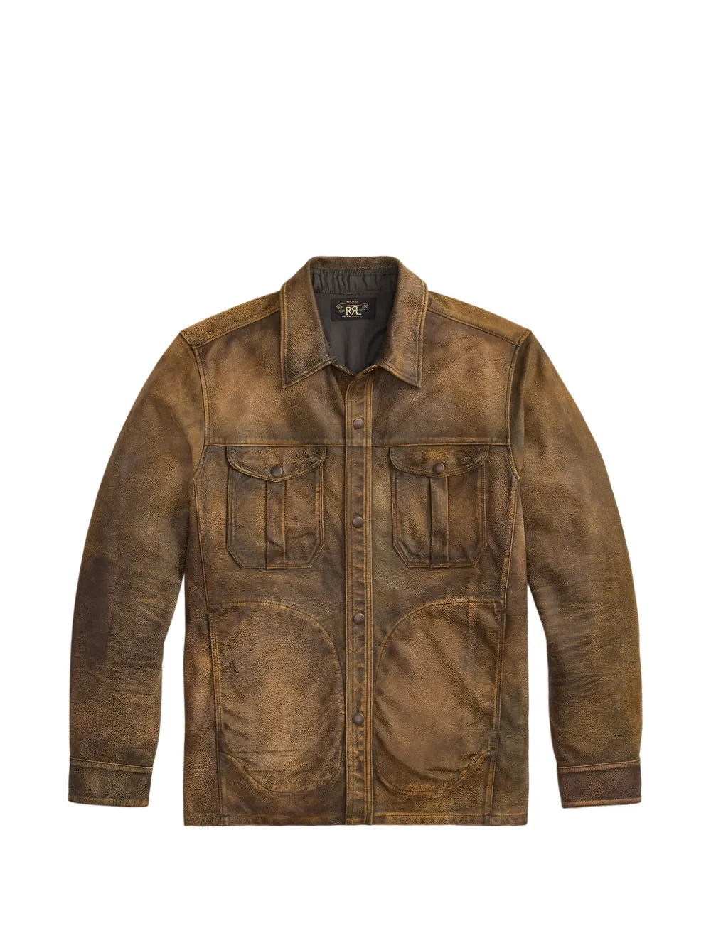 Ralph Lauren RRL Camicia con taschino in pelle - Marrone