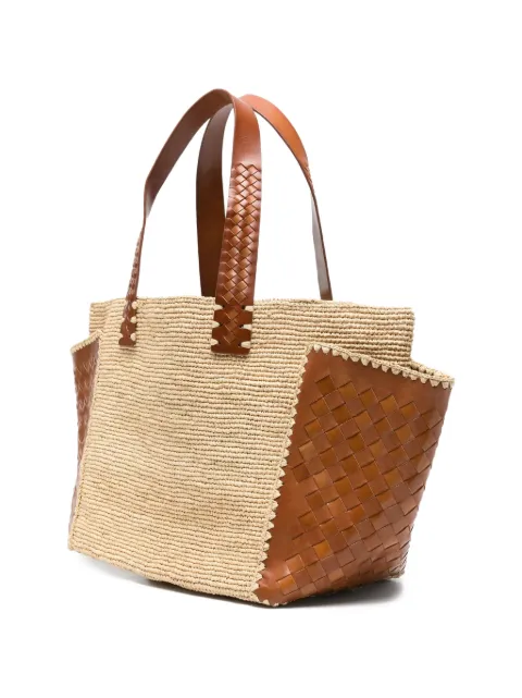 DRAGON DIFFUSION x Sovani woven-raffia leather-panel tote bag