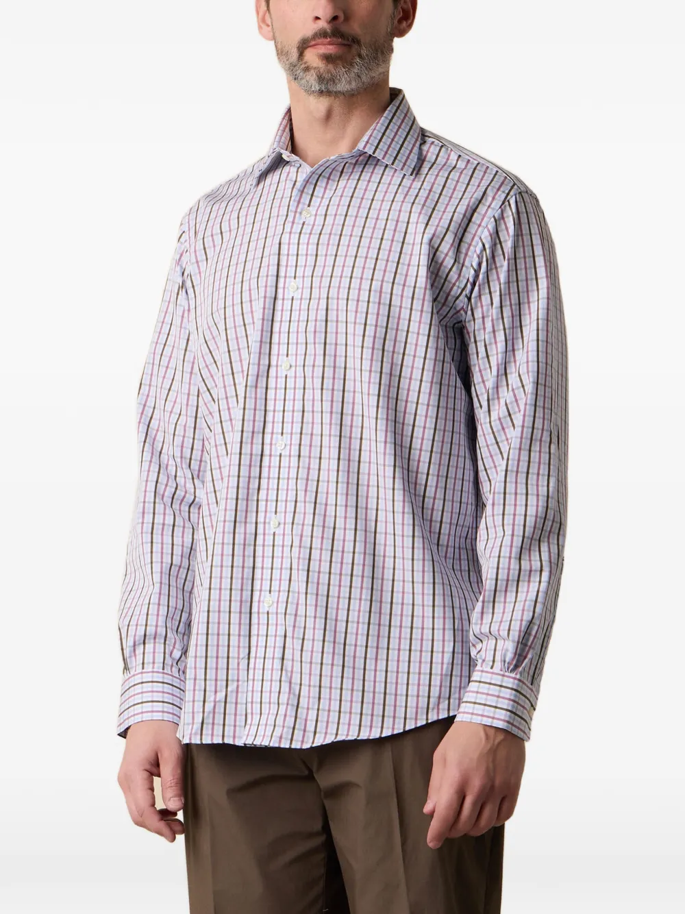 Brooks Brothers Geruit overhemd Blauw
