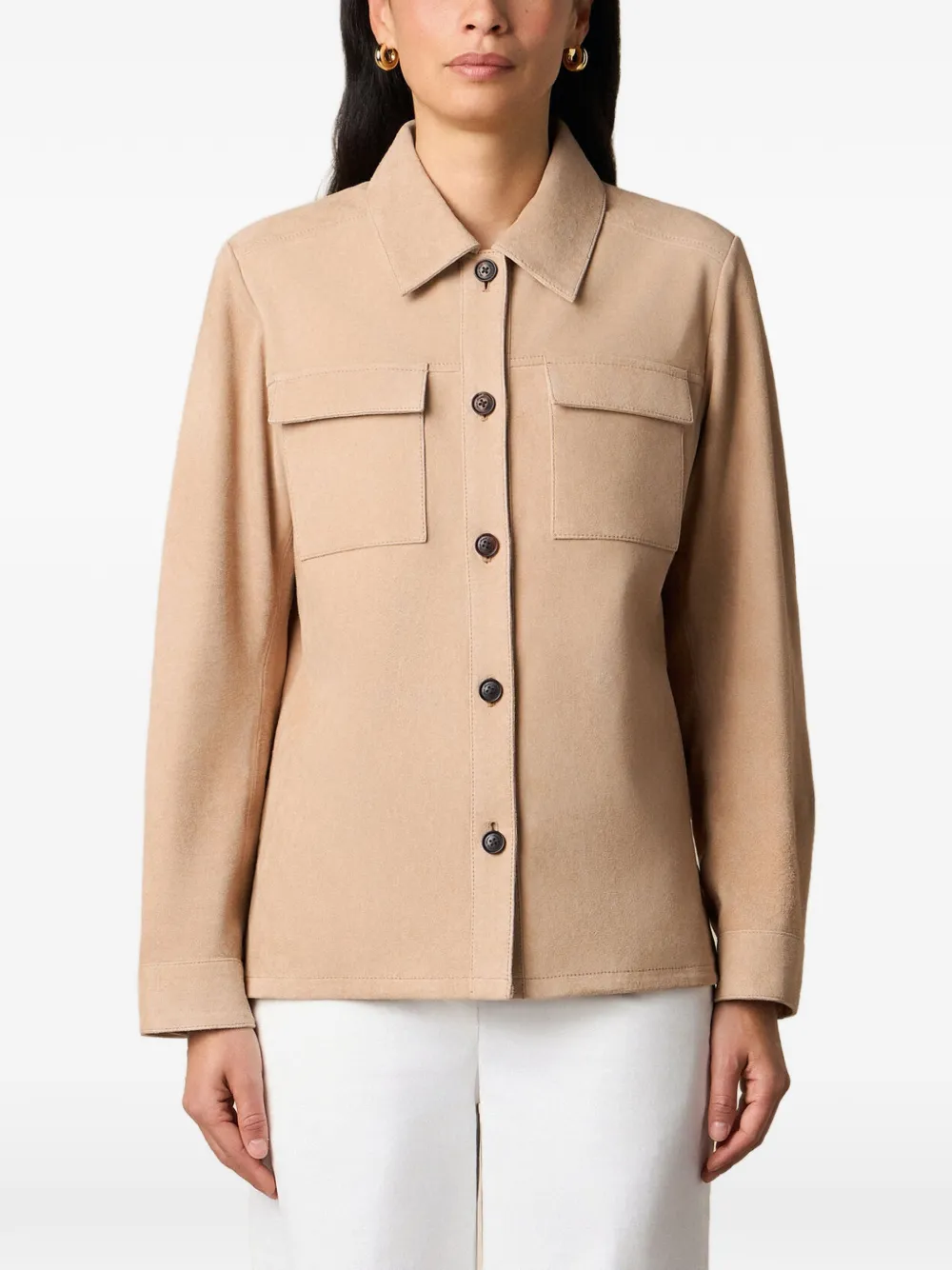 Brooks Brothers patch-pocket suede jacket - Toni neutri