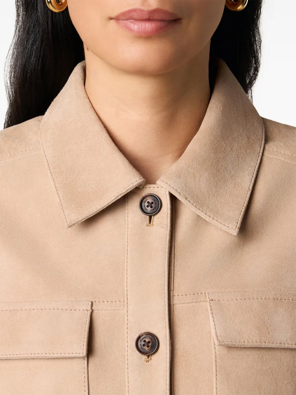Brooks Brothers Suède jack met opgestikte zak Beige