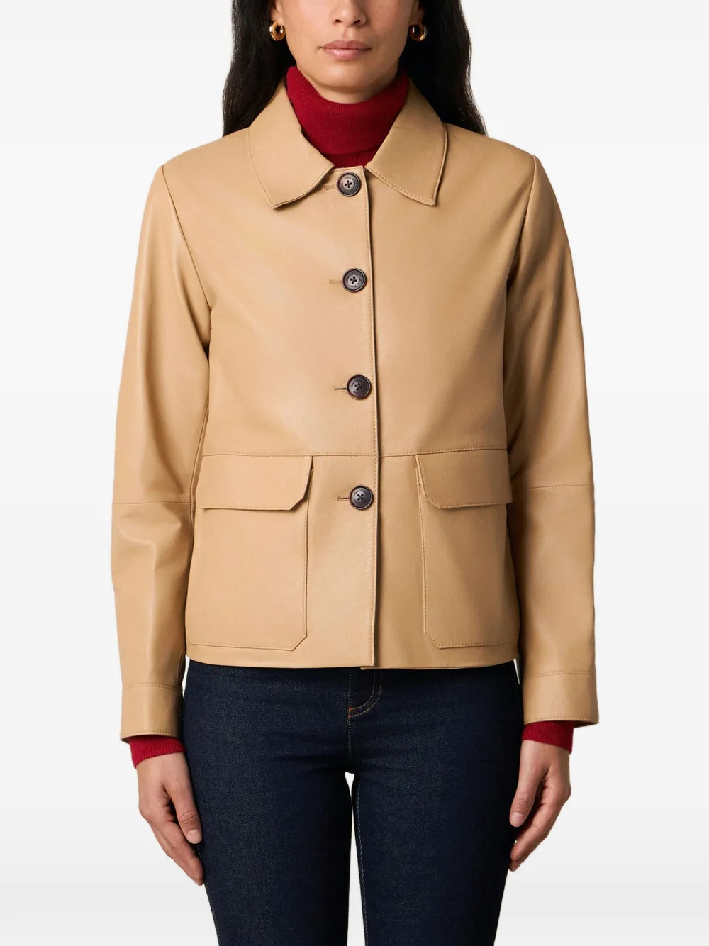 Brooks Brothers shirt-collar leather jacket - Toni neutri