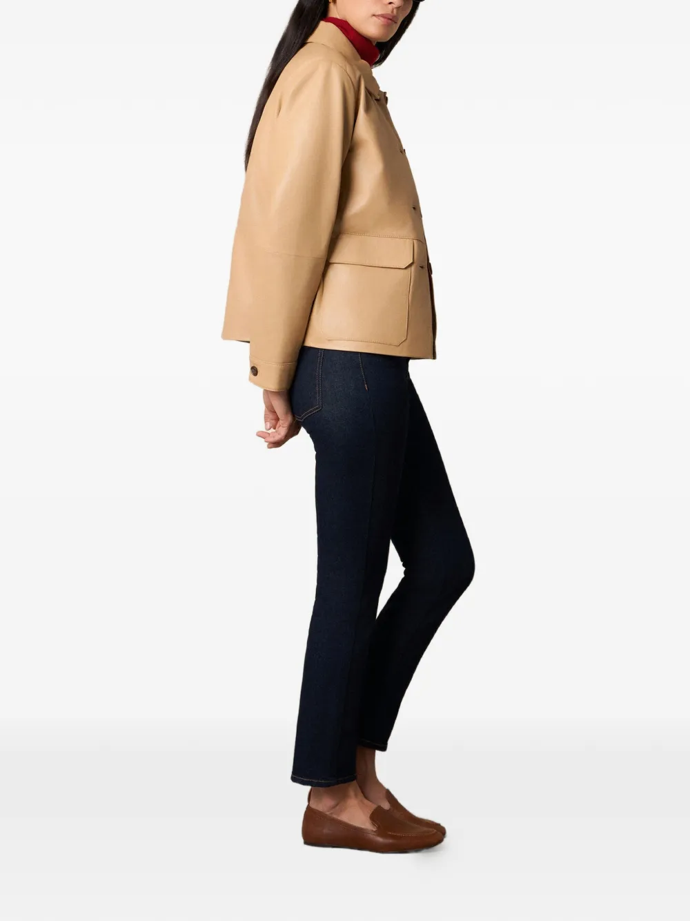  Brooks Brothers Shirt-collar Leather Jacket - Neutrals 