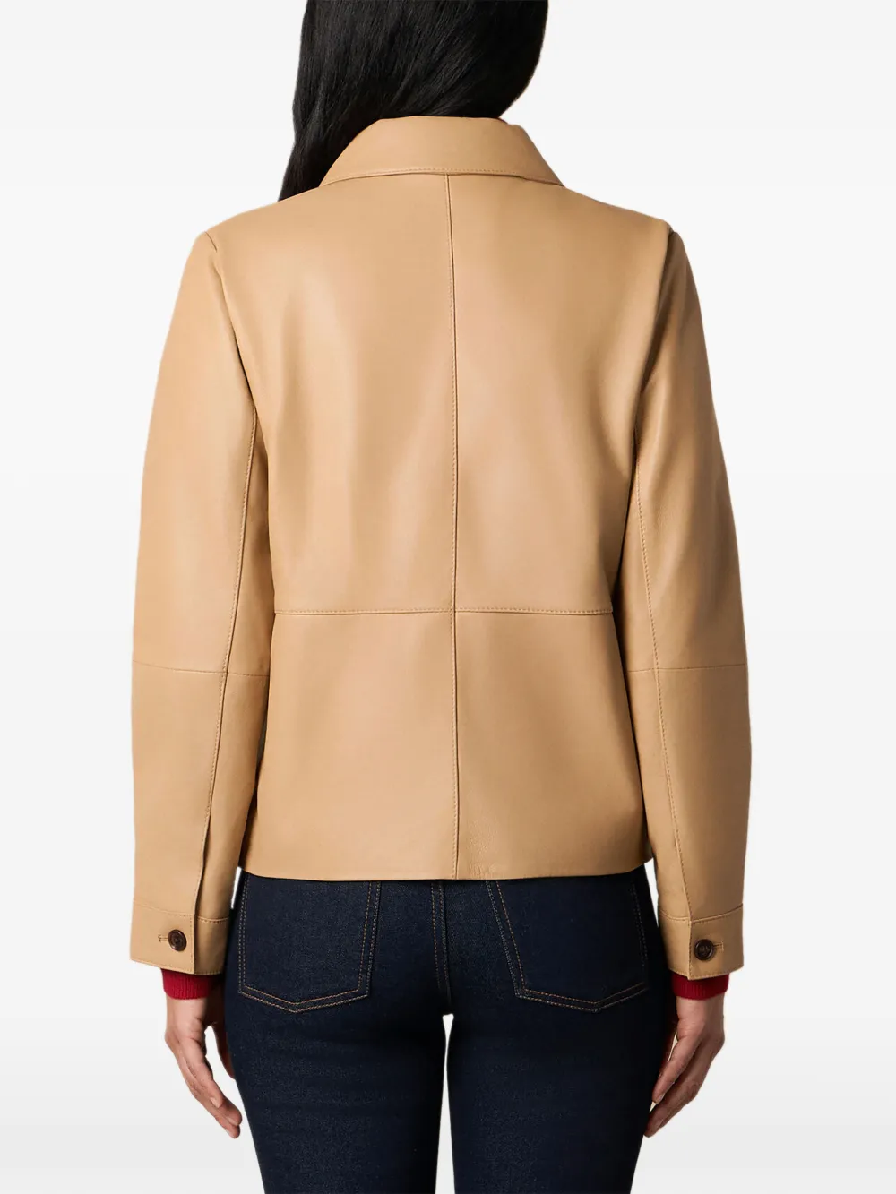  Brooks Brothers Shirt-collar Leather Jacket - Neutrals 
