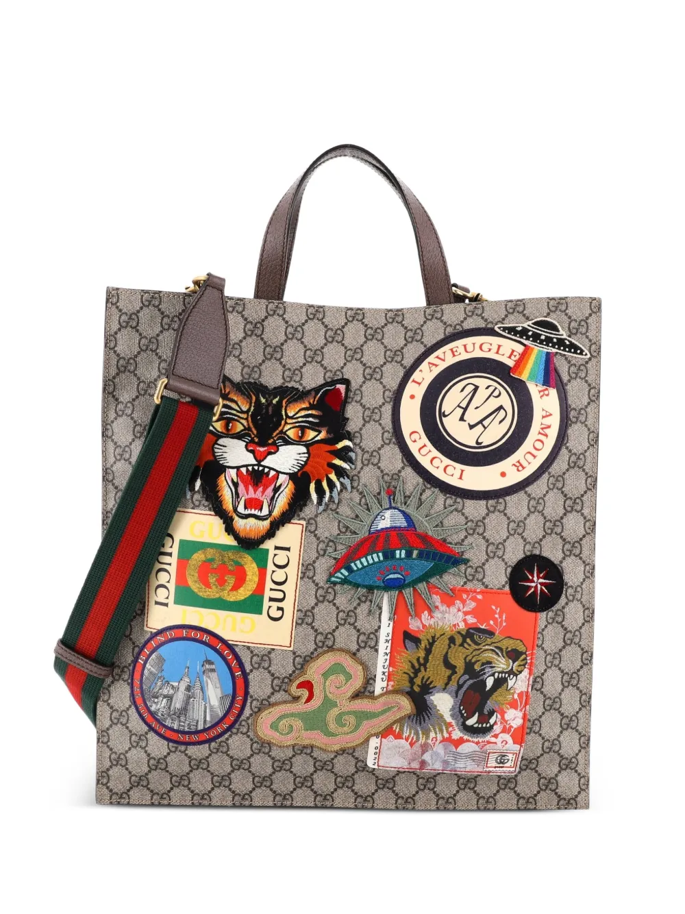 Gucci Pre-Owned Courrier Convertible Soft Open GG Coated Canvas with Applique North South tote bag - Marrone