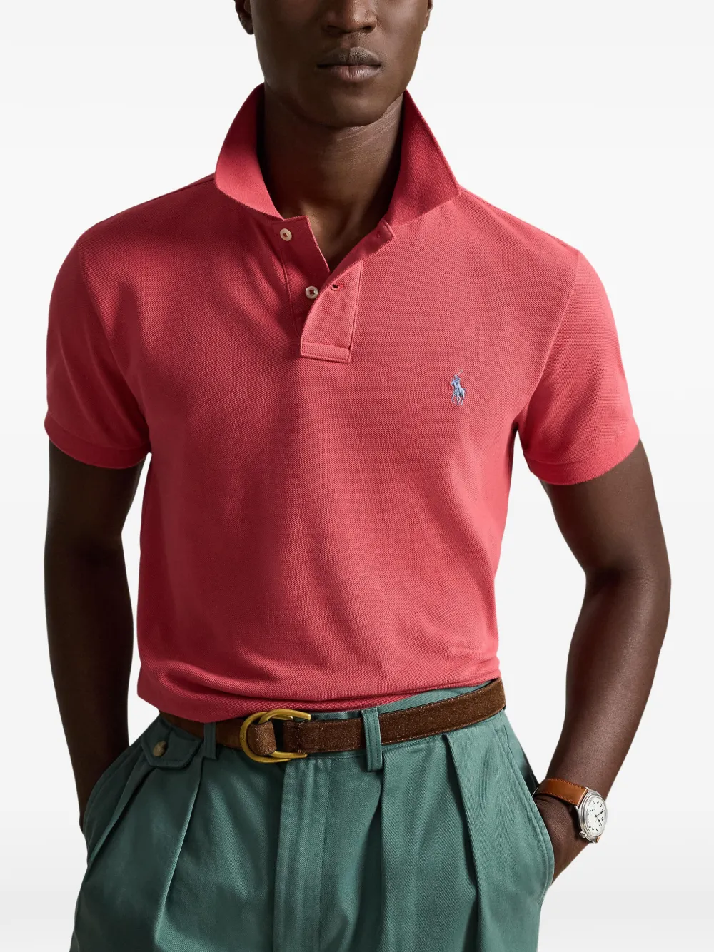 Polo Ralph Lauren Slim-fit poloshirt met mesh Rood