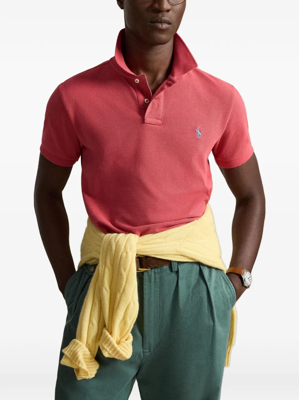 Polo Ralph Lauren Slim-fit poloshirt met mesh Rood