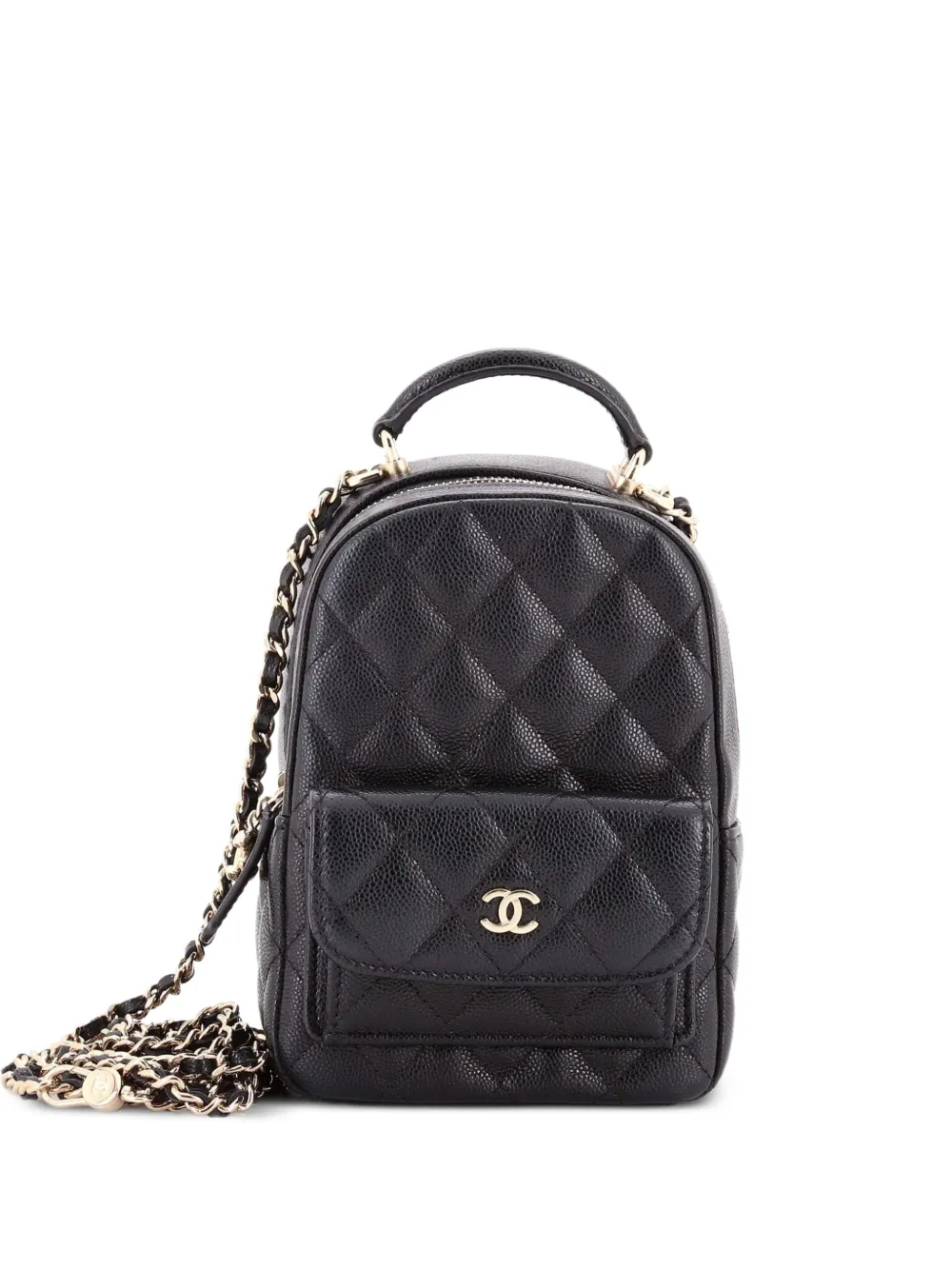 CHANEL Pre-Owned Classic CC Chain Pocket Quilted Caviar Mini backpack - Nero