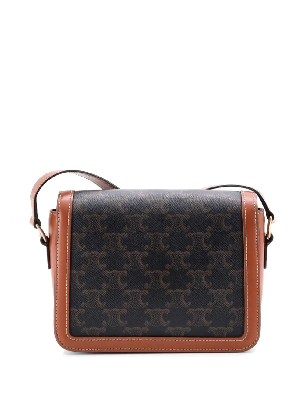 Celine Pre-owned Triomphe Triomphe Coated Canvas Teen Shoulder Bag in Brown, view 2