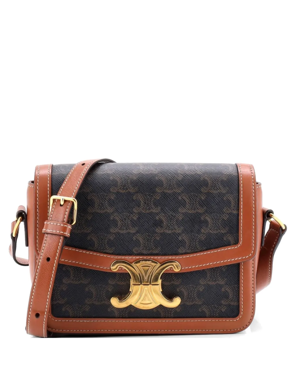 Celine Pre-Owned Triomphe Triomphe Coated Canvas Teen shoulder bag - Marrone