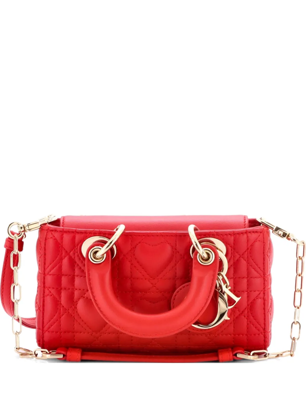 Christian Dior Pre-Owned Lady D-Joy Bag Heart Cannage Quilt Leather Micro satchel - Rosso