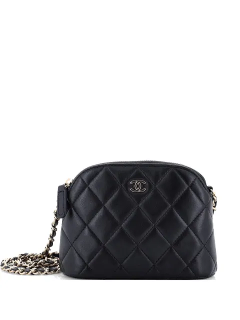 CHANEL Pre-Owned bolsa de mano Dome Zip mini de piel de cordero capitonada con cadena y logo CC