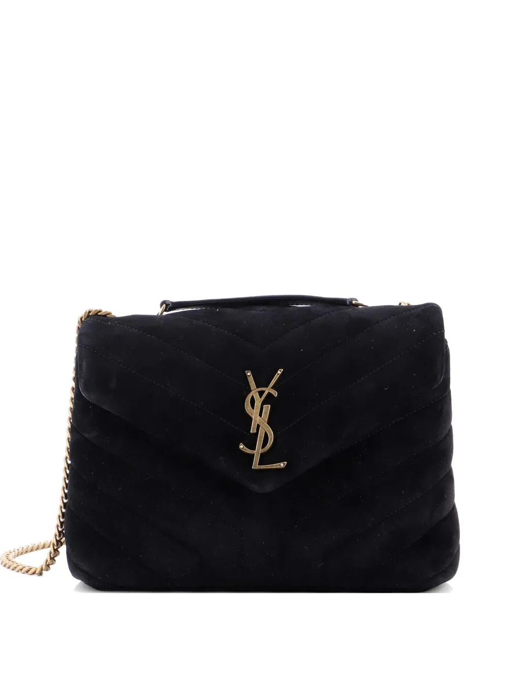 Saint Laurent Pre-Owned Loulou Matelasse Chevron Suede Small shoulder bag - Nero