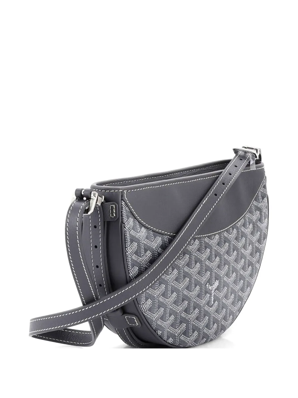  Goyard Pre-owned Hirondelle Coated Canvas And Leather Shoulder Bag - Grey 