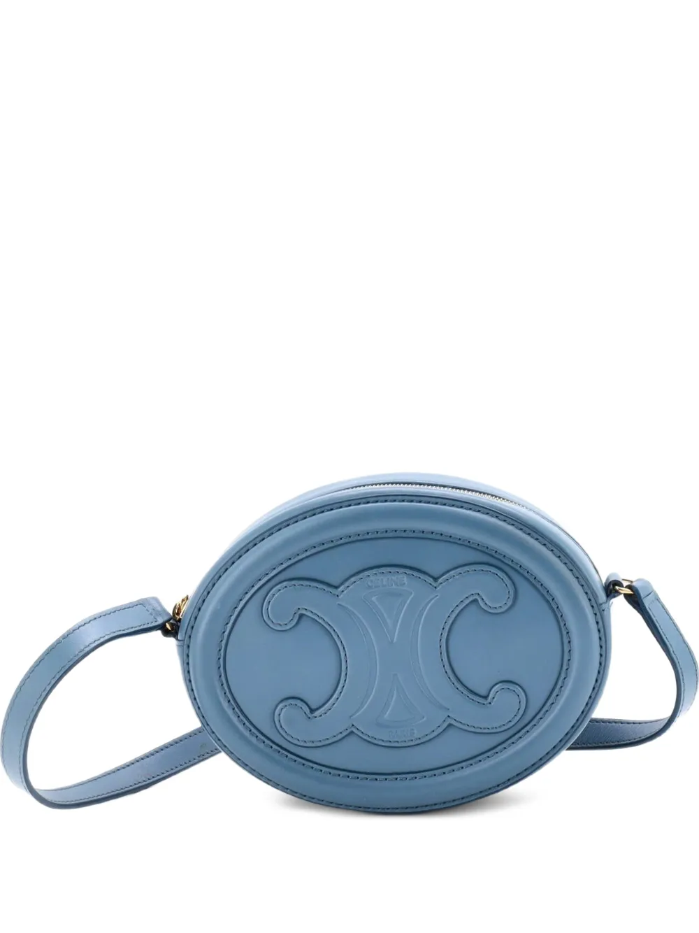 Celine Pre-Owned Triomphe Oval Leather Mini crossbody bag - Blu