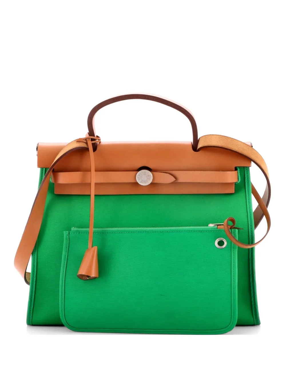 Hermès Pre-Owned Herbag Zip Leather and Toile 31 shoulder bag - Verde