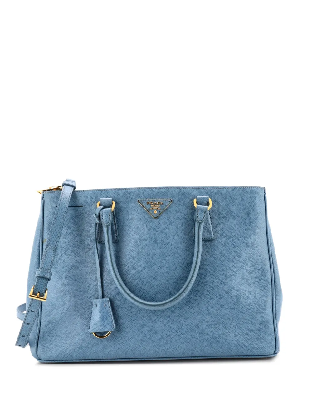 Prada Pre-Owned Double Zip Lux Saffiano Leather Medium tote bag - Blu