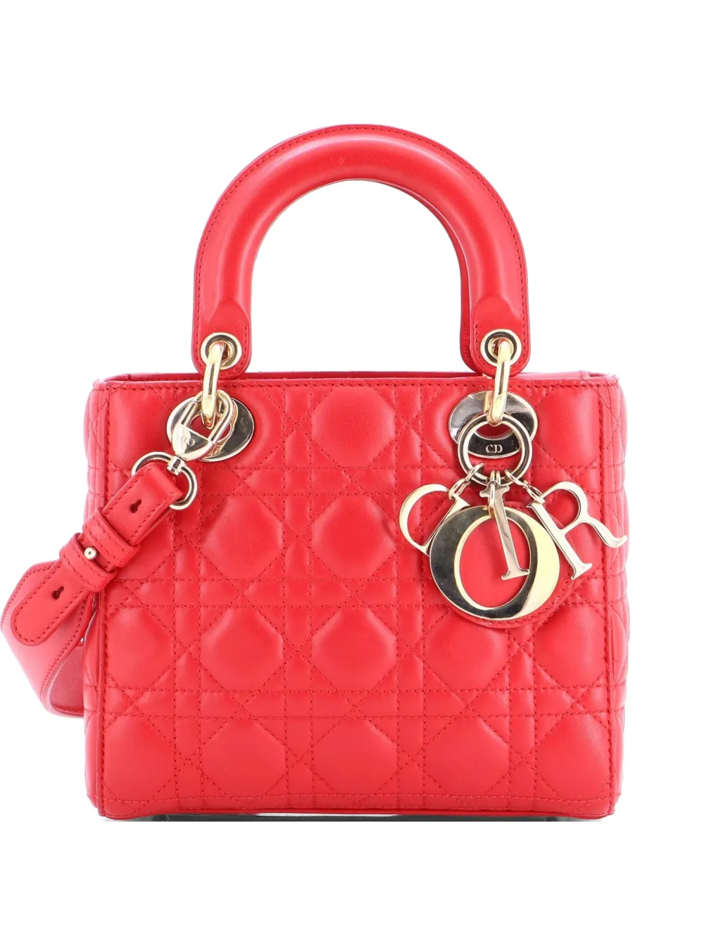 Christian Dior Pre-Owned My Lady Dior Bag Cannage Quilt Lambskin satchel - Rosso