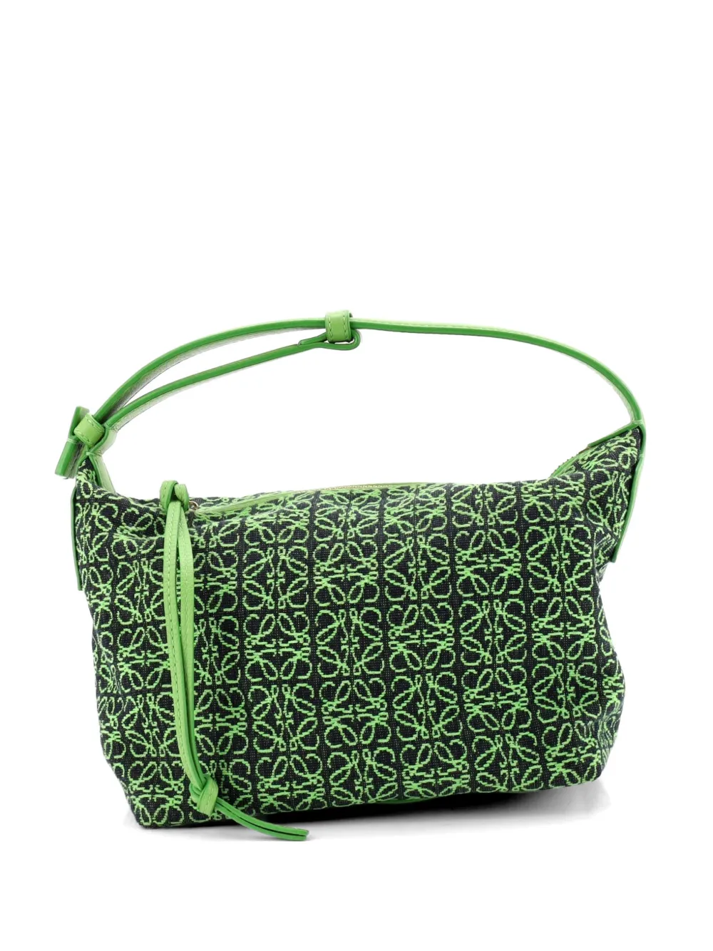 Pre-owned Loewe Cubi Anagram Jacquard Small Hobo Bag In Green