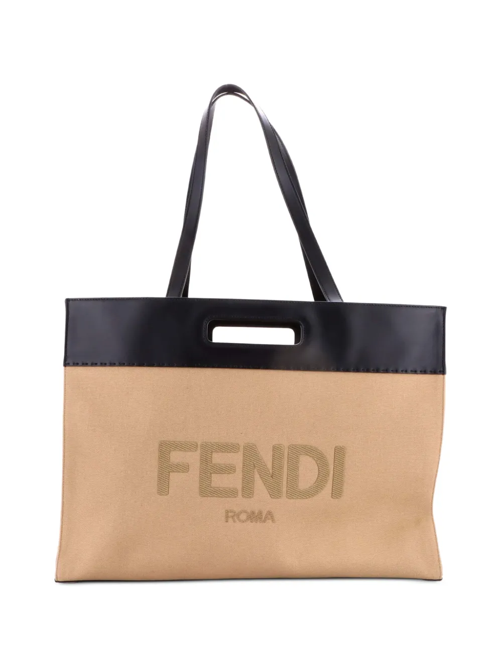 Fendi Pre-Owned Cut Out Handle Shopper Tote Canvas Large shoulder bag - Toni neutri