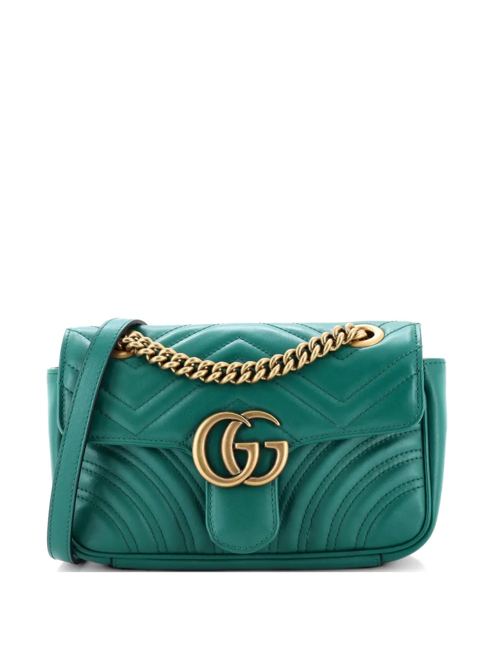 Gucci Pre-Owned GG Marmont Flap Bag Matelasse Leather Mini crossbody bag - Verde