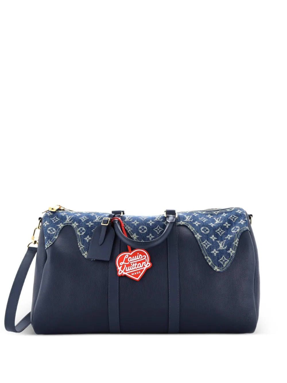 Louis Vuitton Pre-Owned Nigo Keepall Bandouliere Bag Monogram Denim and Taurillon Leather 50 travel bag - Blu