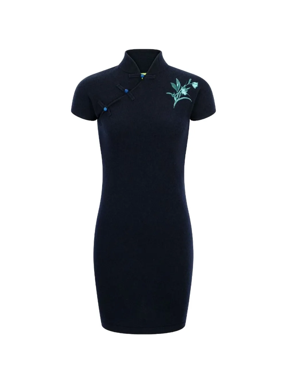 Shanghai Tang floral-embroidered dress - Blu