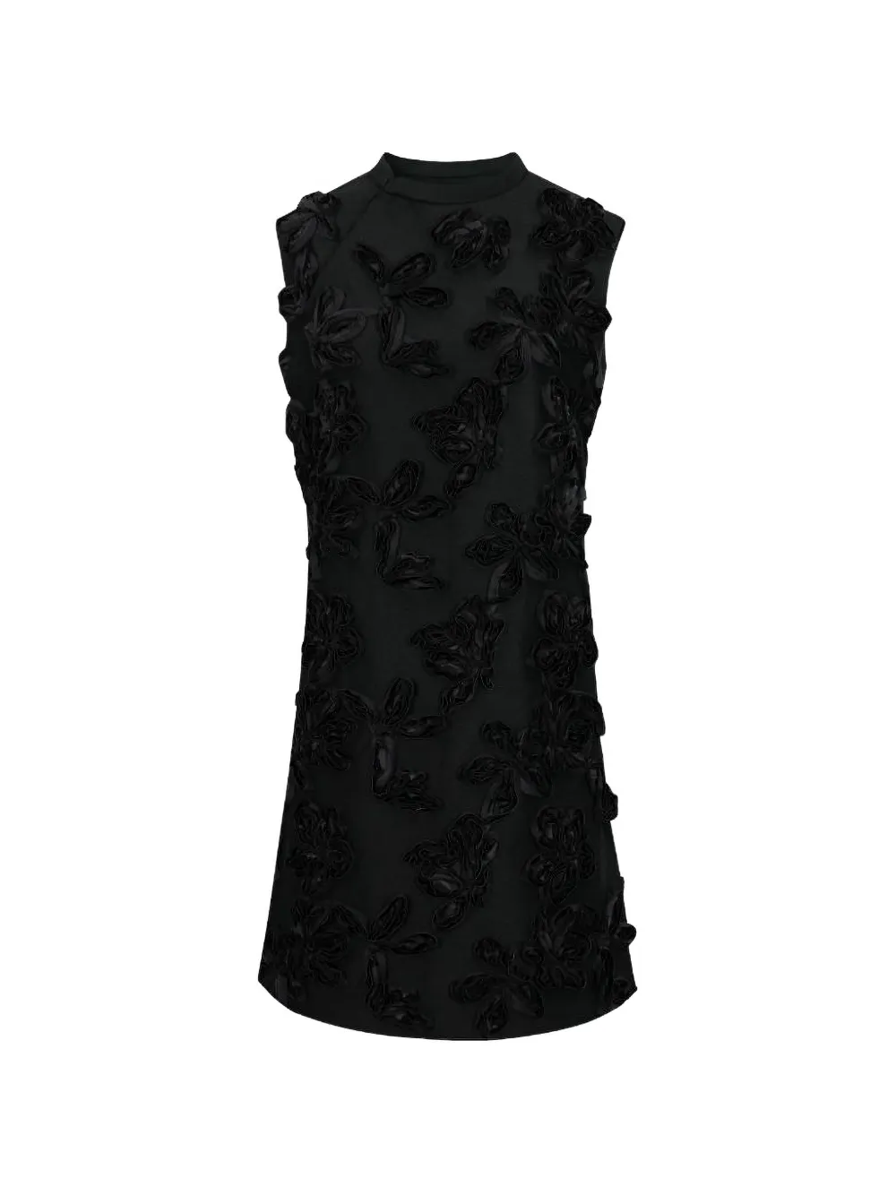 Shanghai Tang floral-appliqué mini dress - Nero
