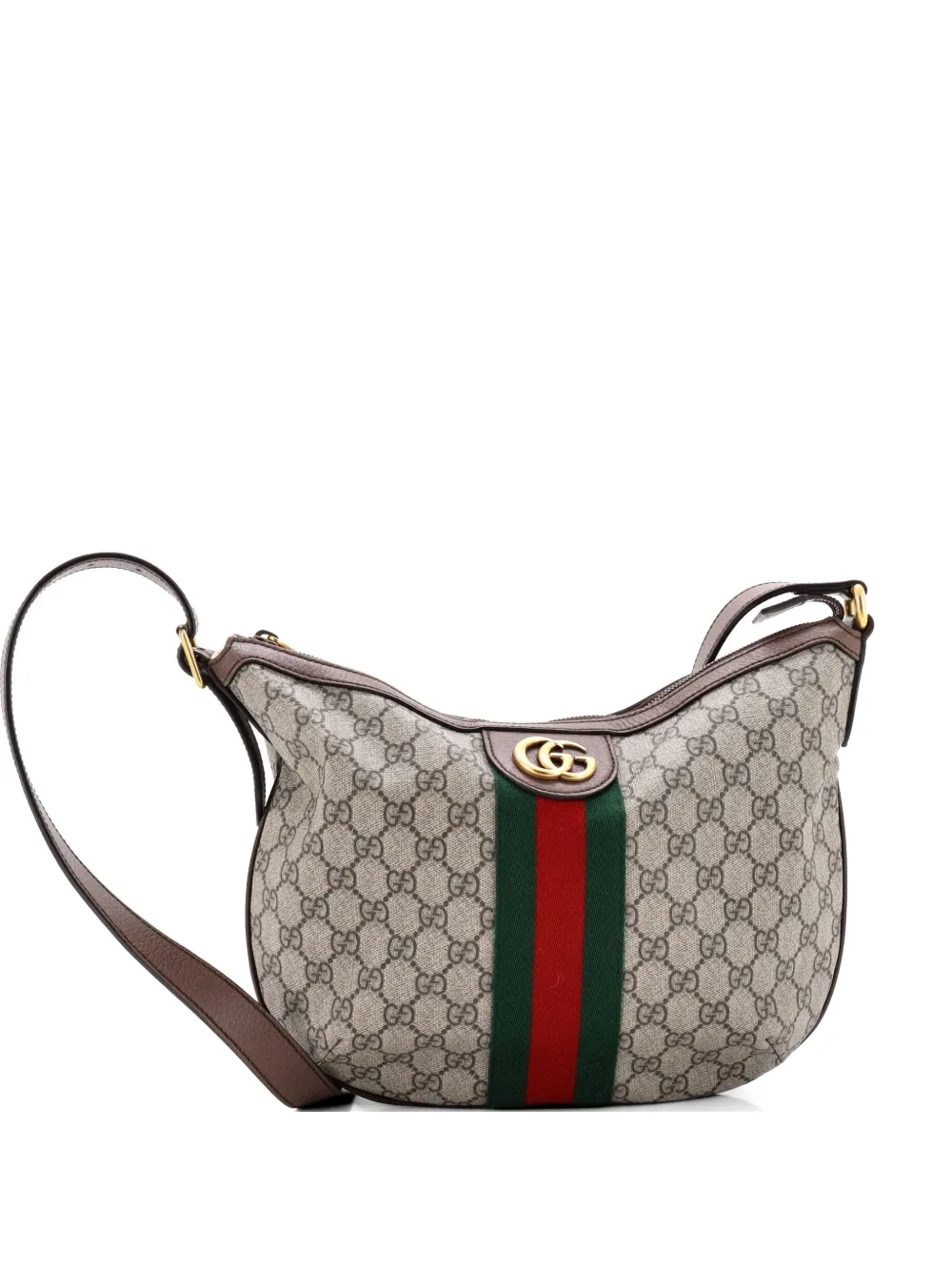 Gucci Pre-Owned Ophidia Half Moon Hobo GG Coated Canvas Small crossbody bag - Marrone