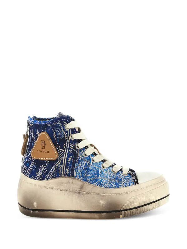 R13 Kurt Bandana Platform Sneakers in Blue