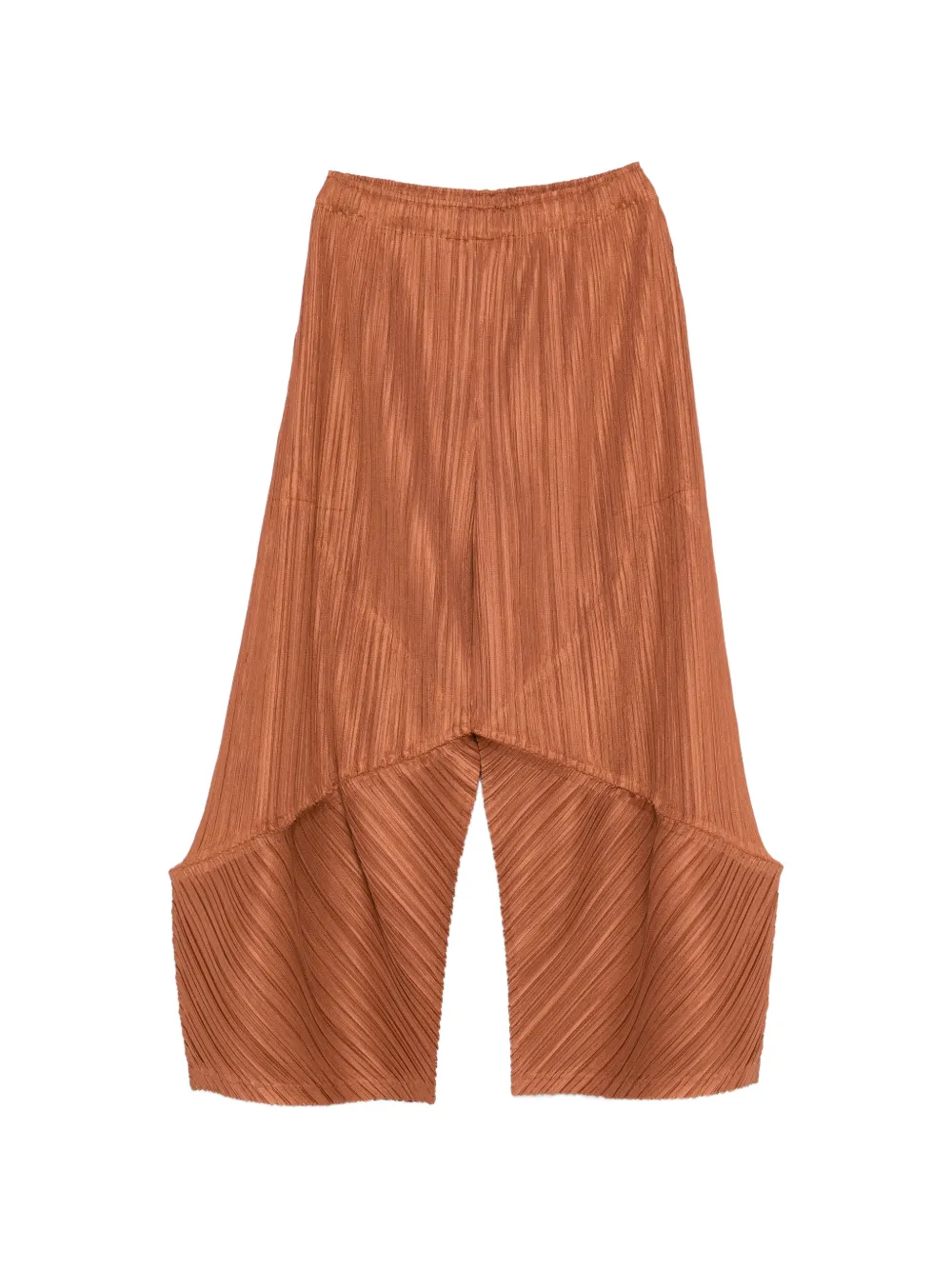 Pleats Please Issey Miyake pleated asymmetric trousers - Marrone