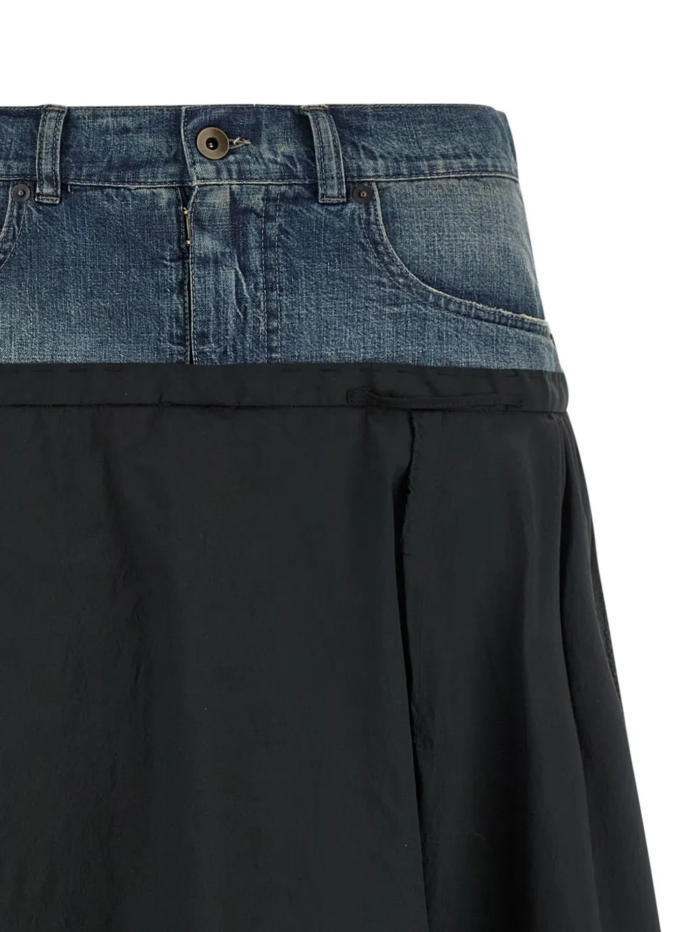 Maison Margiela Denim midi-rok met vlakken Zwart