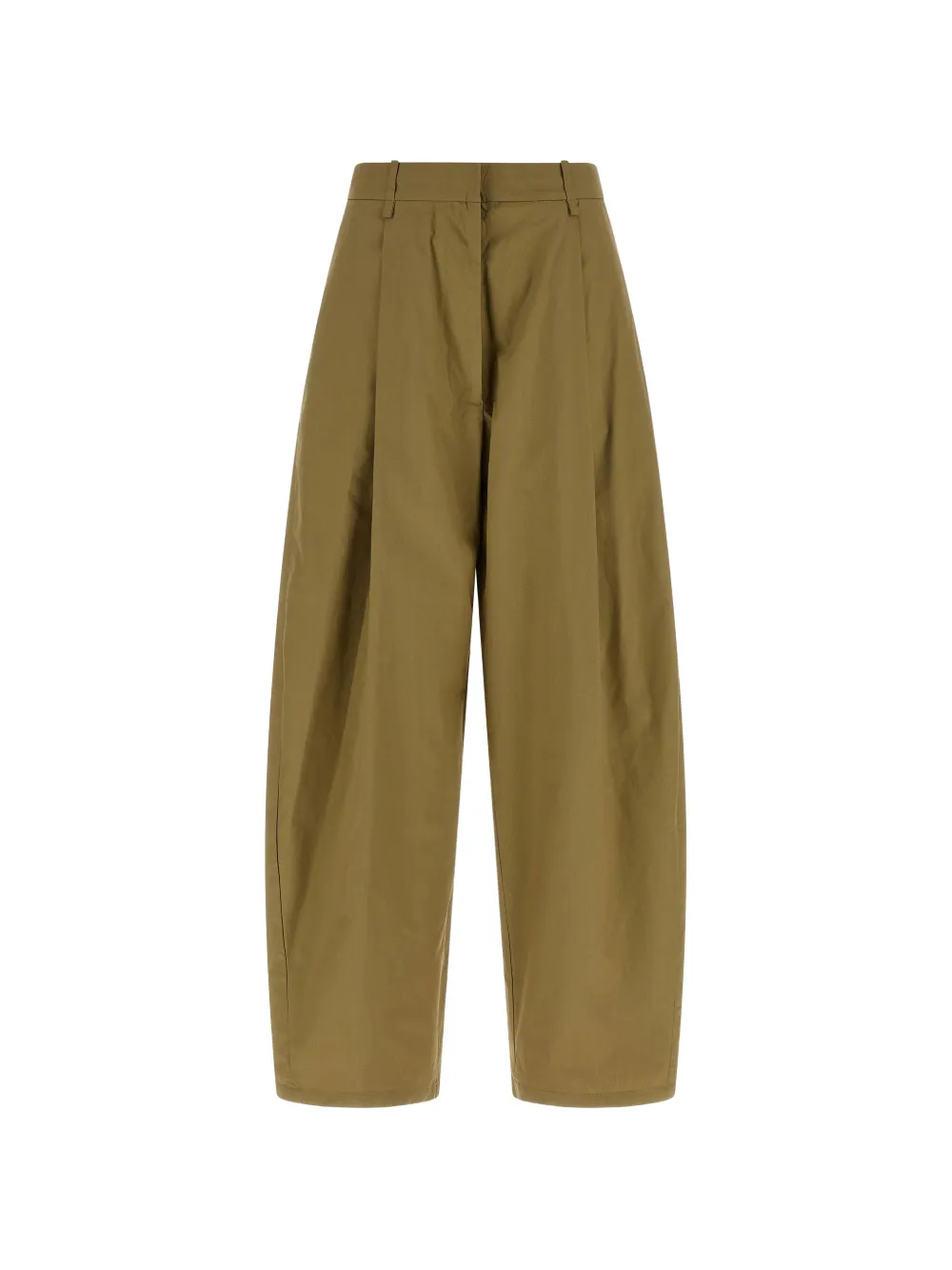 Nude cotton poplin trousers - Verde