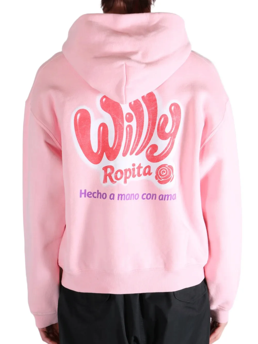 Willy Chavarria Willy Ropita shrunken hoodie met rits en logoprint Roze