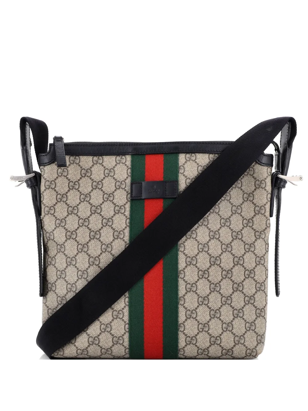 Gucci Pre-Owned Borsa a tracolla Web Messenger GG media in tela cerata - Marrone