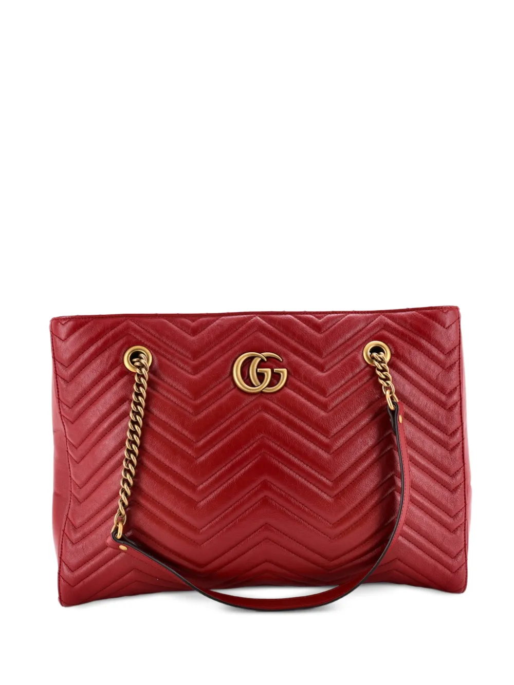 Gucci Pre-Owned GG Marmont Zip Tote Matelasse Leather Medium shoulder bag - Rosso