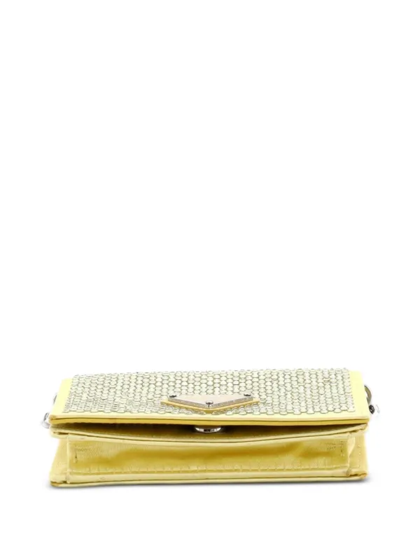 PRADA イエロー ケース Prada Pre-Owned フラップ カードケース ウィズチェーン サテン