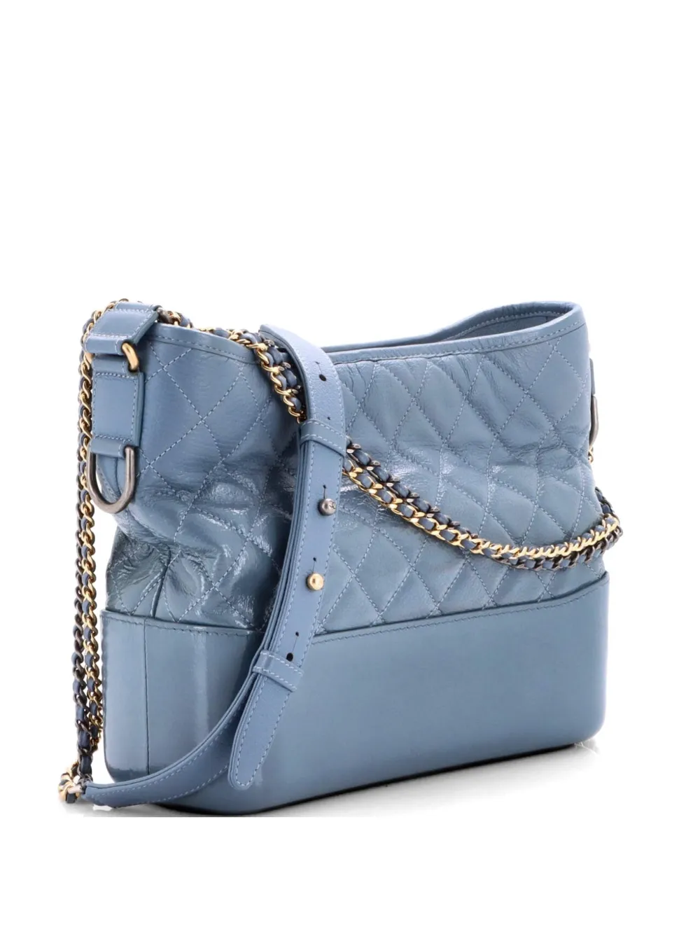 CHANEL Pre-Owned Gabrielle Quilted Goatskin and Patent Medium hobo bag - Blu