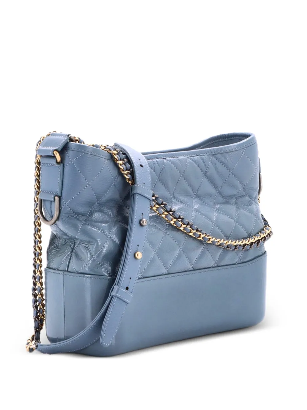 CHANEL Pre-Owned Gabrielle Quilted Goatskin and Patent Medium hobo bag - Blu
