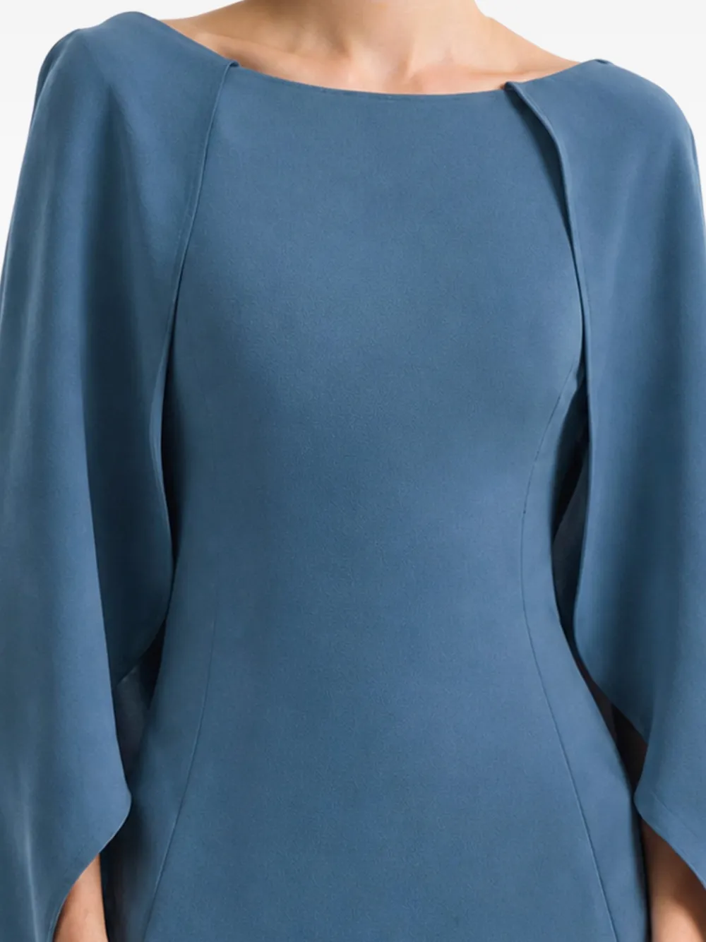 Gemy Maalouf Jurk met capemouwen en hoge hals Blauw