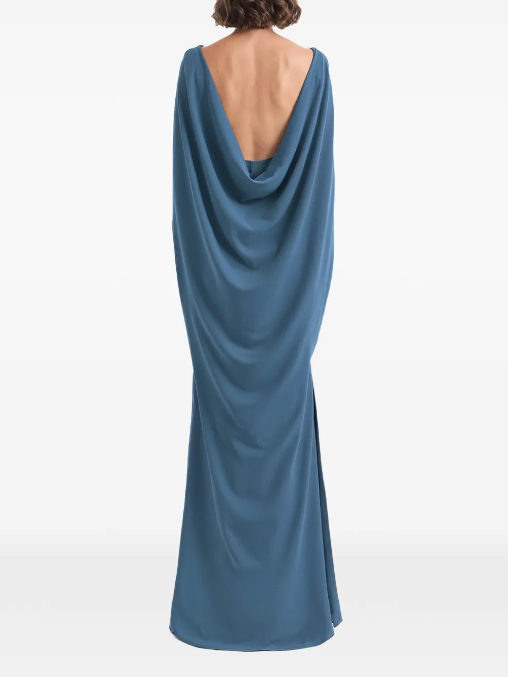 Gemy Maalouf Jurk met capemouwen en hoge hals Blauw