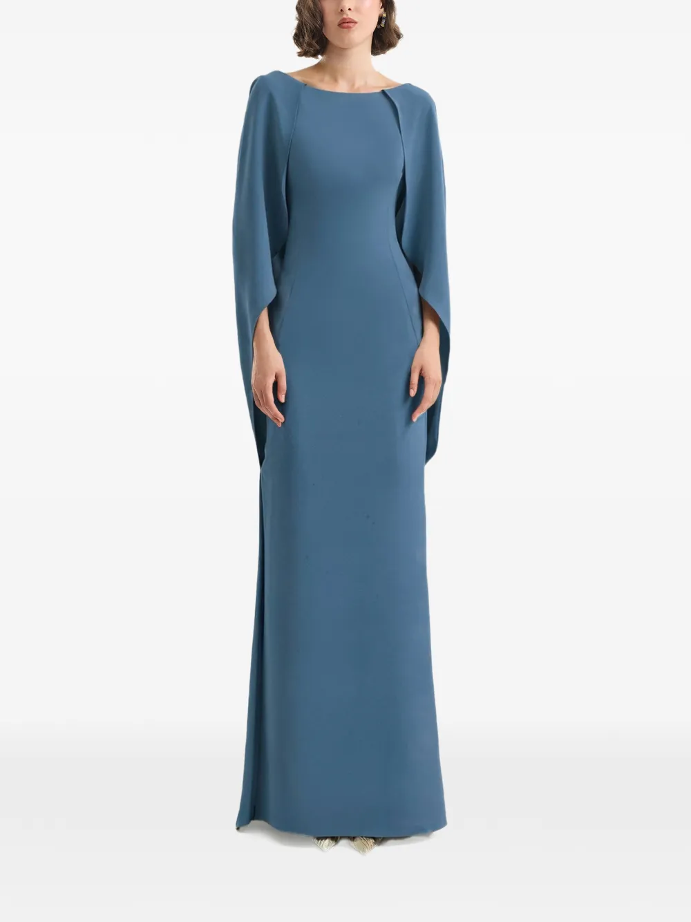 Gemy Maalouf cape-sleeve high-neck dress - Blu