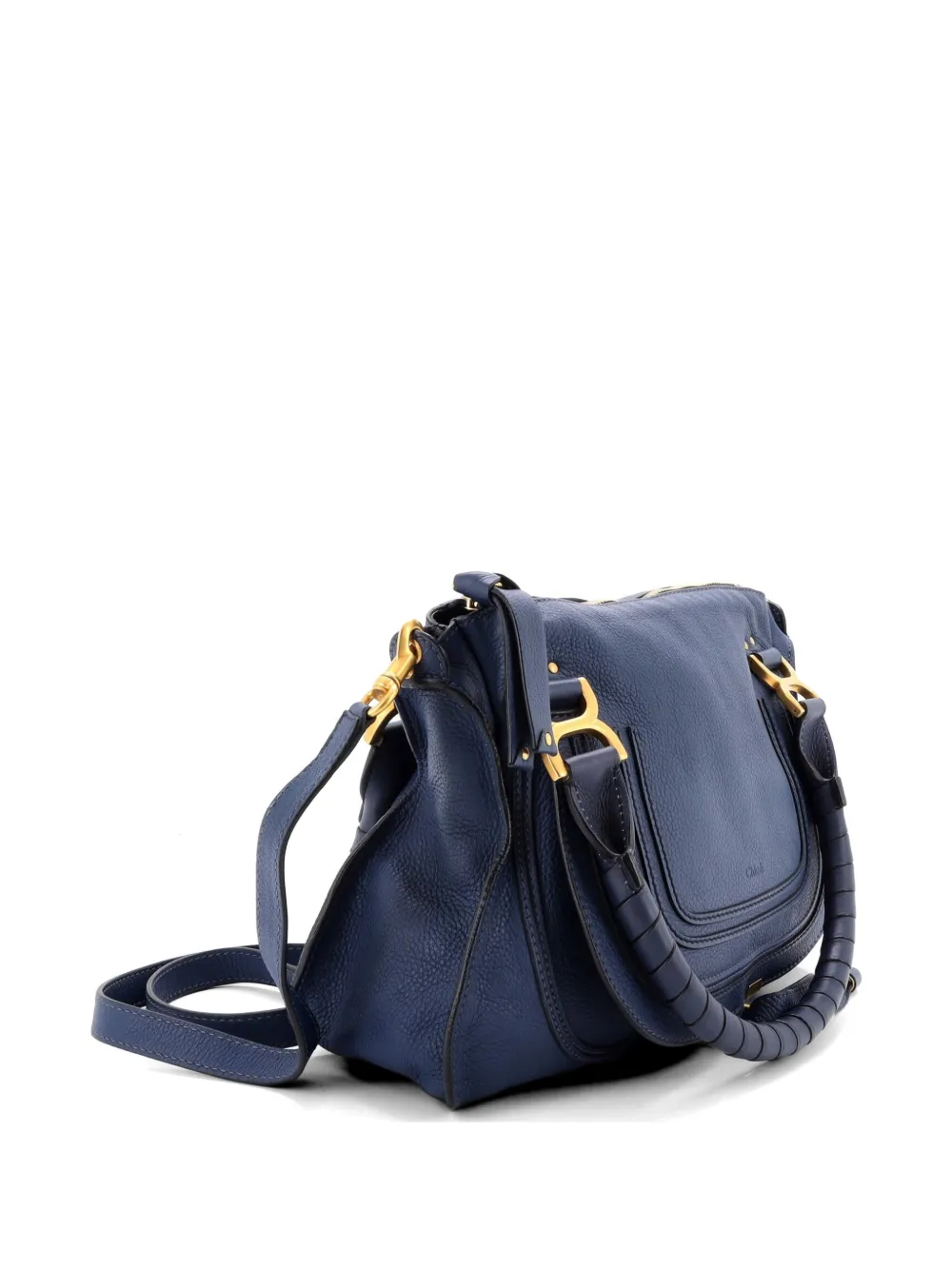  Chloé Pre-owned Borsa A Tracolla Marcie Media In Pelle - Blu 