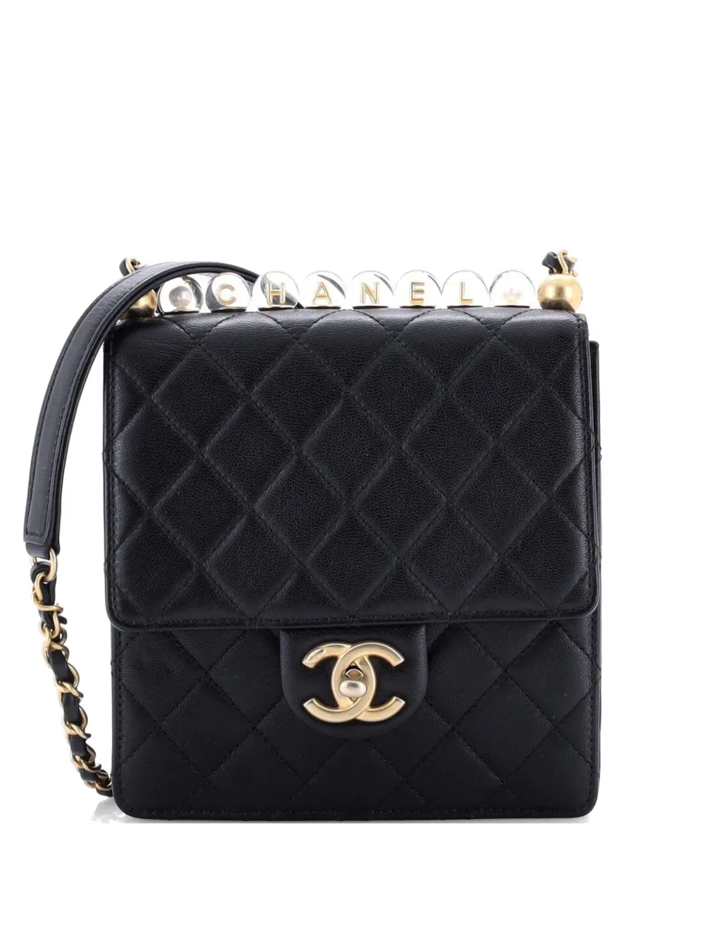 CHANEL Pre-Owned Chic Pearls Flap Bag Quilted Lambskin Mini crossbody bag - Nero