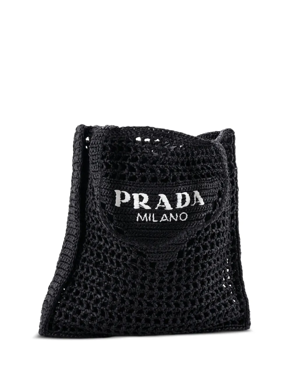 Prada Pre-Owned Triangle Logo Open Raffia tote bag - Black